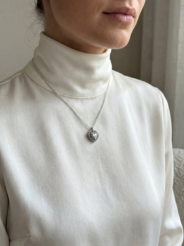 Sparkling Heart Halo Pendant Necklace