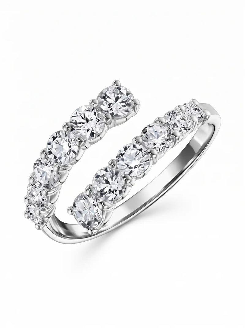 Pave CZ Bypass Ring silver women's zircon ring