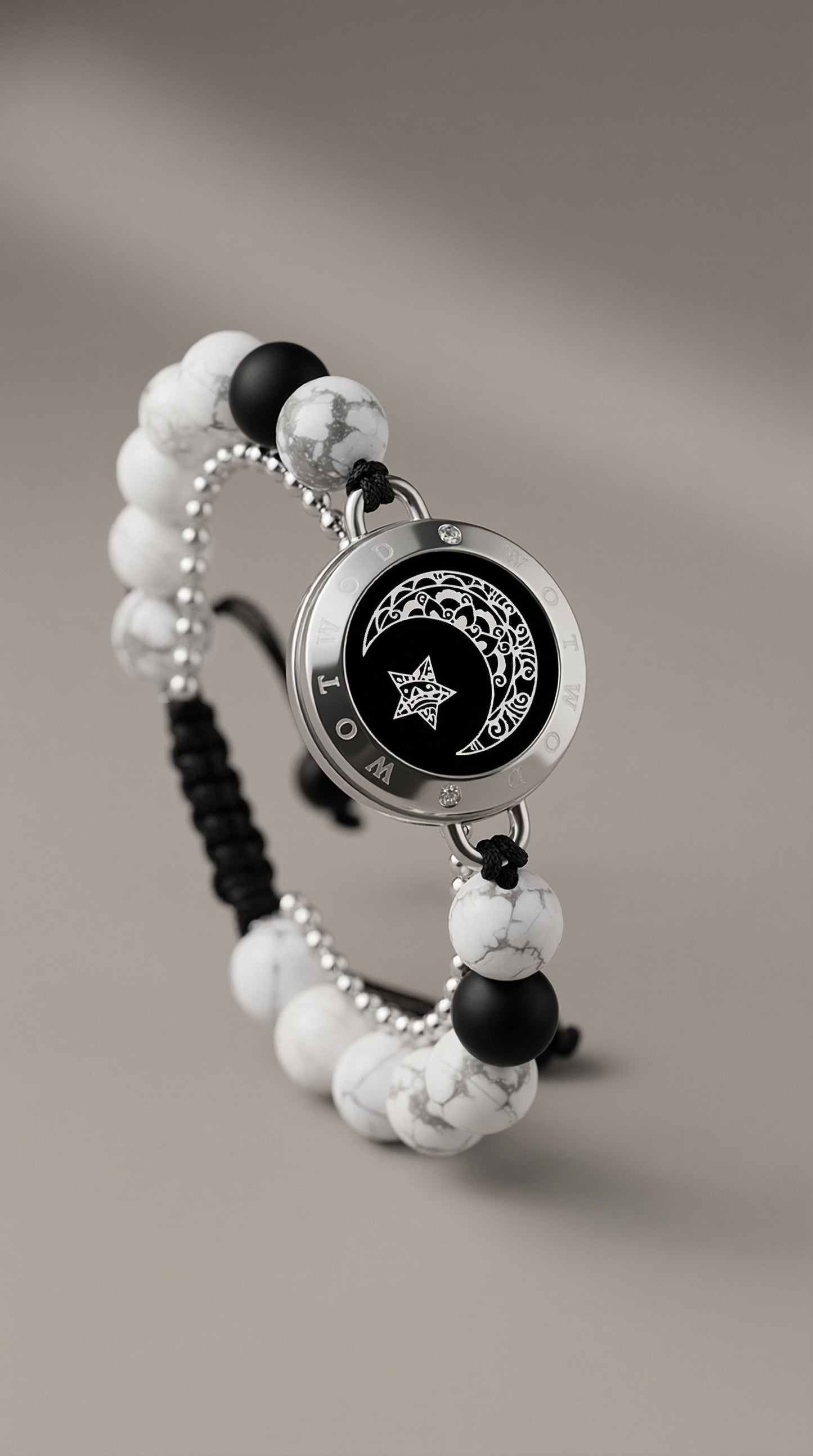 Moon&Star Touch Bracelets with Matching Beads (13 Types of Natural Beads+Black)