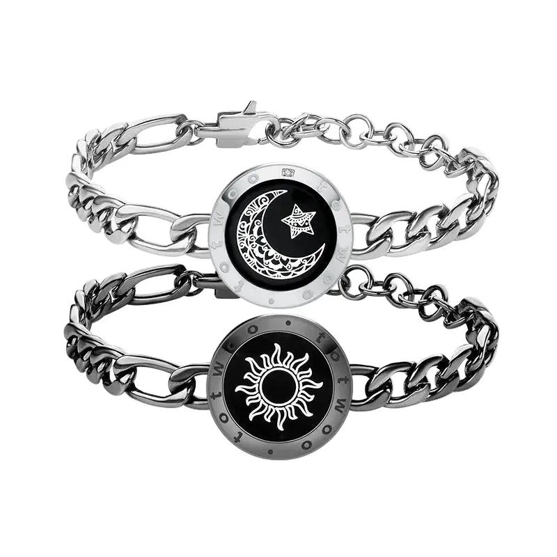 Totwoo Love Sun & Moon Snake Chain - Couples Rose Gold Bracelet silver couples rose gold bracelet in (black+rose gold)