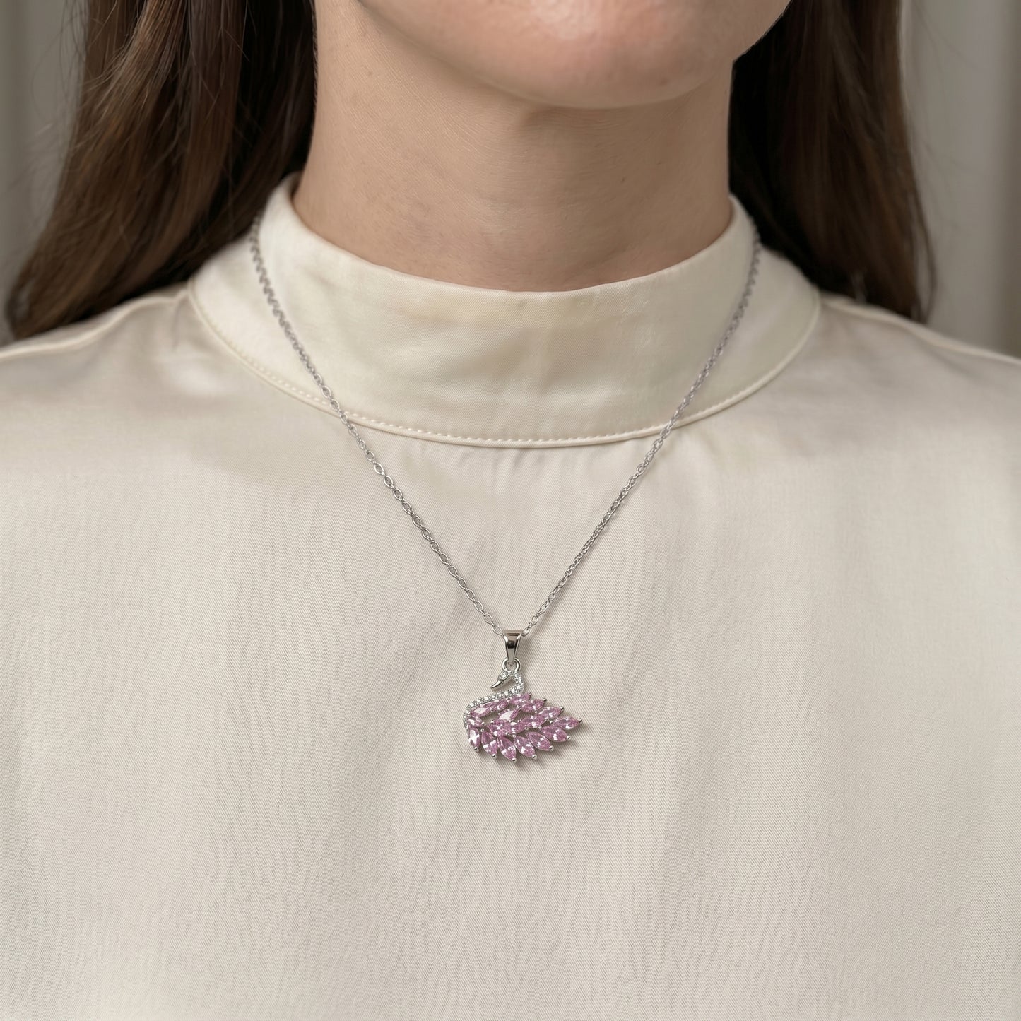 Graceful Swan Crystal Necklace