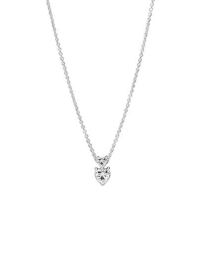 Pandora S925 Double Sparkling Heart Necklace - مجوهرات فضة في مصر