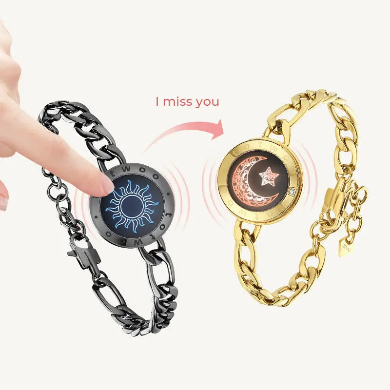 Totwoo Love Sun Moon Snake Chain bracelet in (Black+Gold) by Naggat Silver – view 3