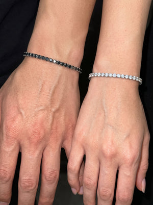 Couples Tennis Bracelets – Black & Silver Naggat Silver