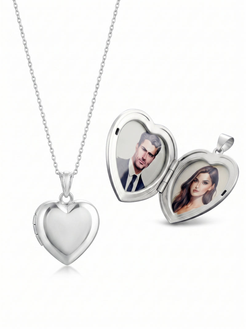 Silver Heart Two-Photo Locket - Naggat Silver - Women's Silver Necklace - image 1
