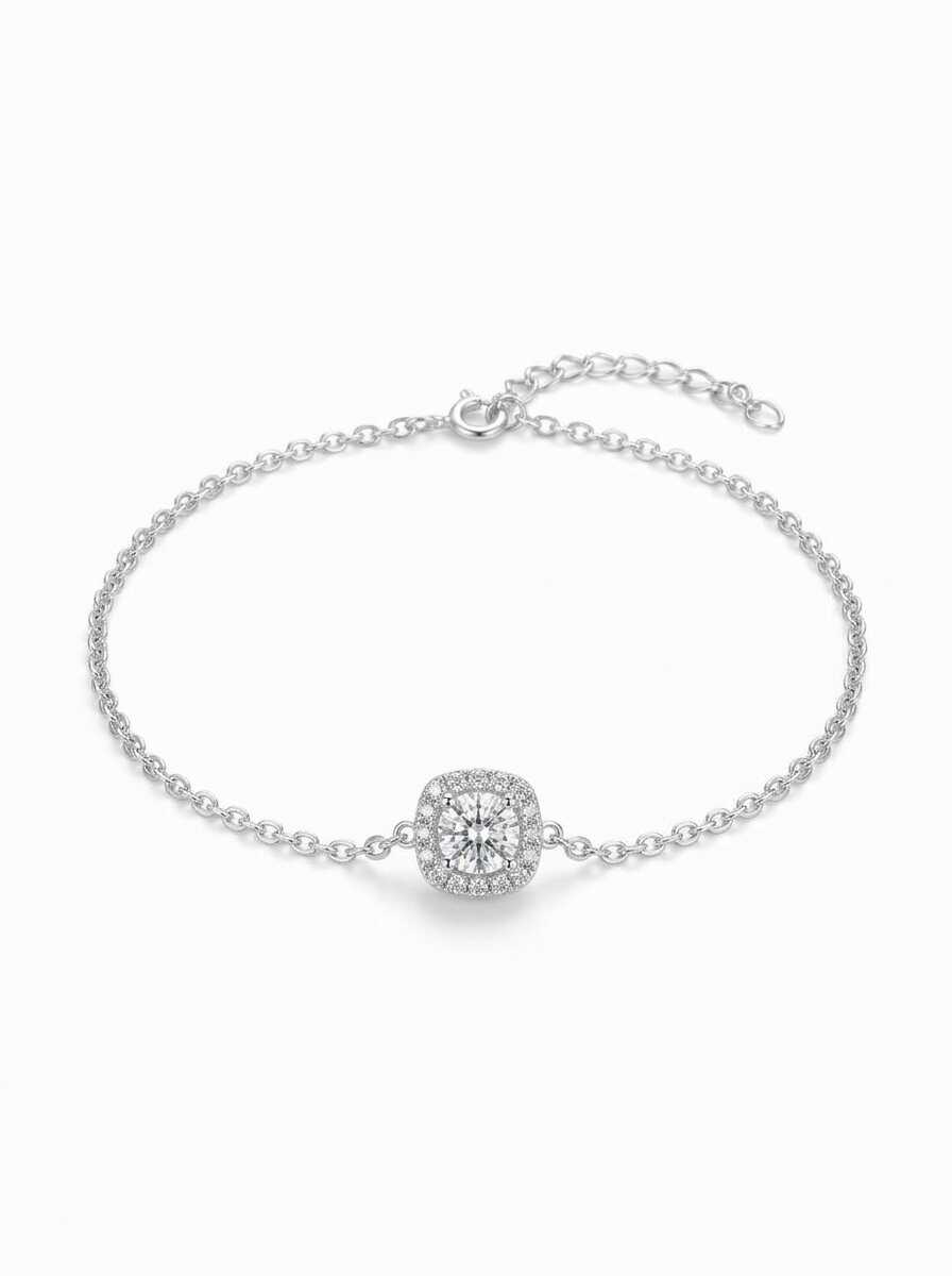 Sparkling Halo Chain Bracelet sterling silver 925 women's sterling silver bracelet