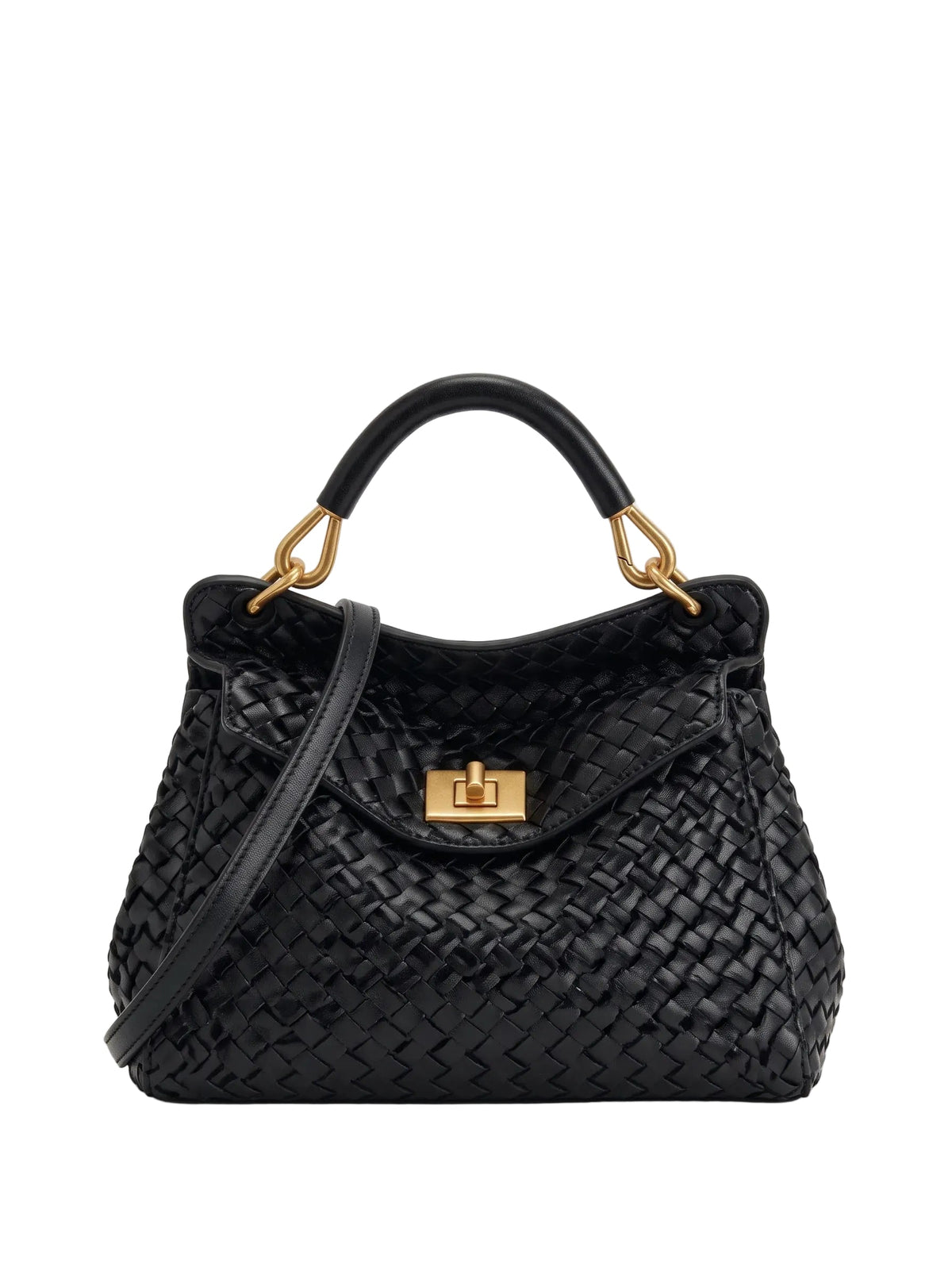 JW PEI Lucia Classic Top Handle Woven Bag silver shopper bags in black