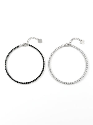 Couples Tennis Bracelets – Black & Silver Naggat Silver