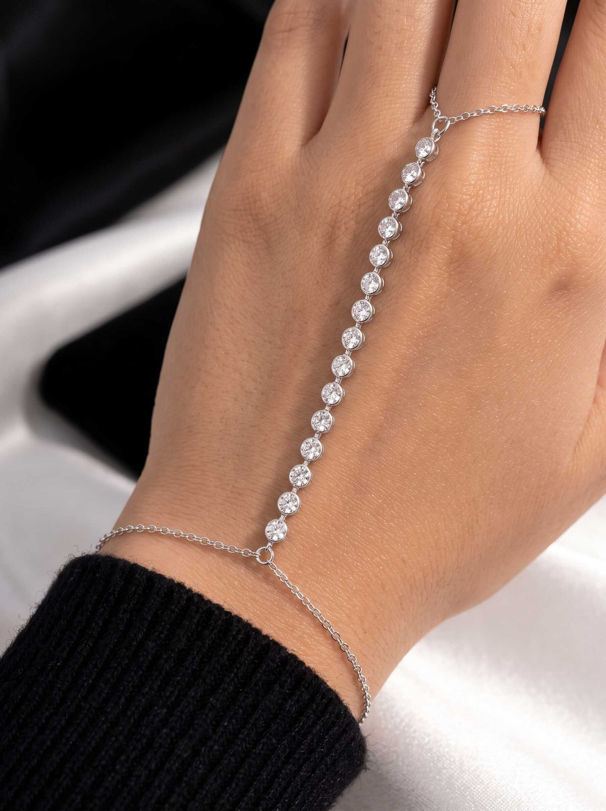Zircon Tennis Handchain - Women's Sterling Silver Bracelet sterling silver 925 women's sterling silver bracelet, image 3