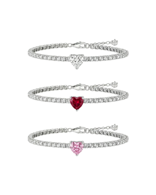 Pandora Sparkling Heart Tennis Bracelet - مجوهرات فضة في مصر