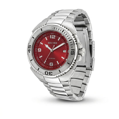 Sector 240 Sport Watch – Red Dial & Stainless Steel Bracelet - مجوهرات فضة في مصر