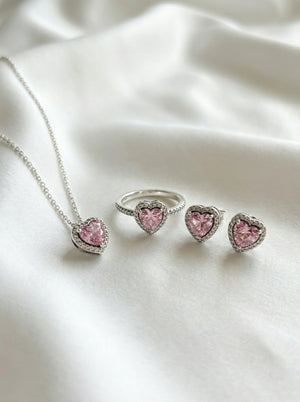 Pandora Pink Heart Set jewelry set in pink by Naggat Silver – view 3