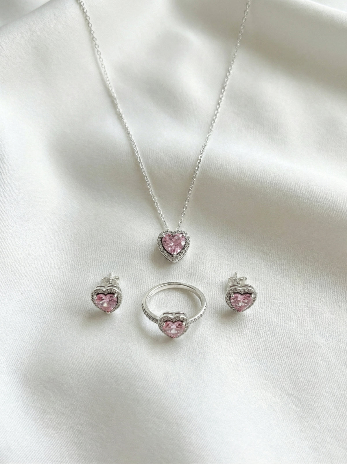 Pandora Pink Heart Set jewelry set in pink by Naggat Silver – view 4