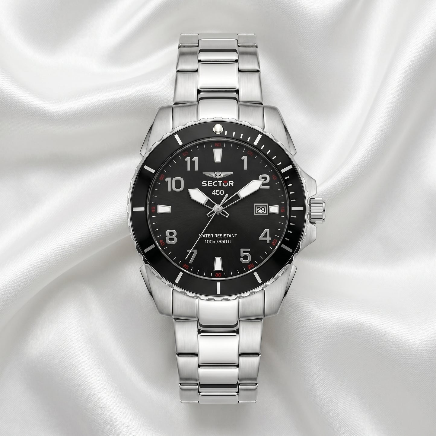 Sector 450 Diver Watch – Black Dial & Stainless Steel Bracelet
