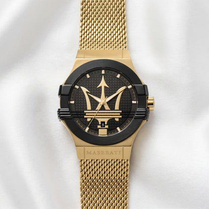 Maserati Potenza – Black Dial & Gold Mesh Strap