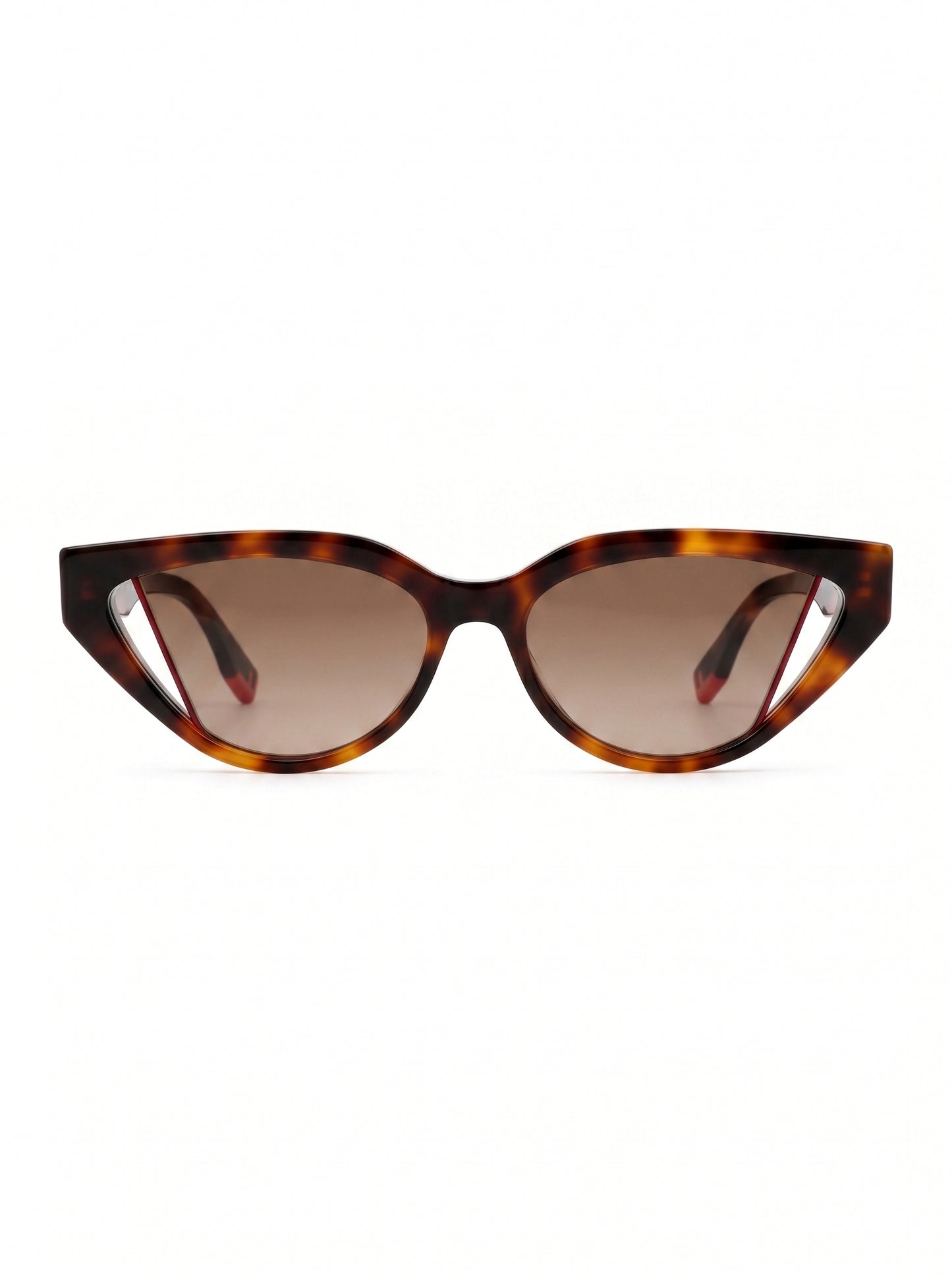 Fendi Geometric Tortoiseshell Sunglasses – Red Accents