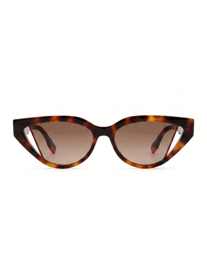 Fendi Geometric Tortoiseshell Sunglasses – Red Accents