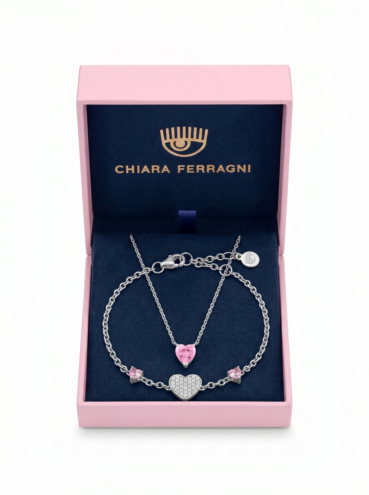 Chiara Ferragni First Love jewelry set in Silver and Pink by Naggat Silver – view 2