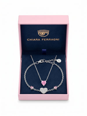 Chiara Ferragni First Love jewelry set in Silver and Pink by Naggat Silver – view 2