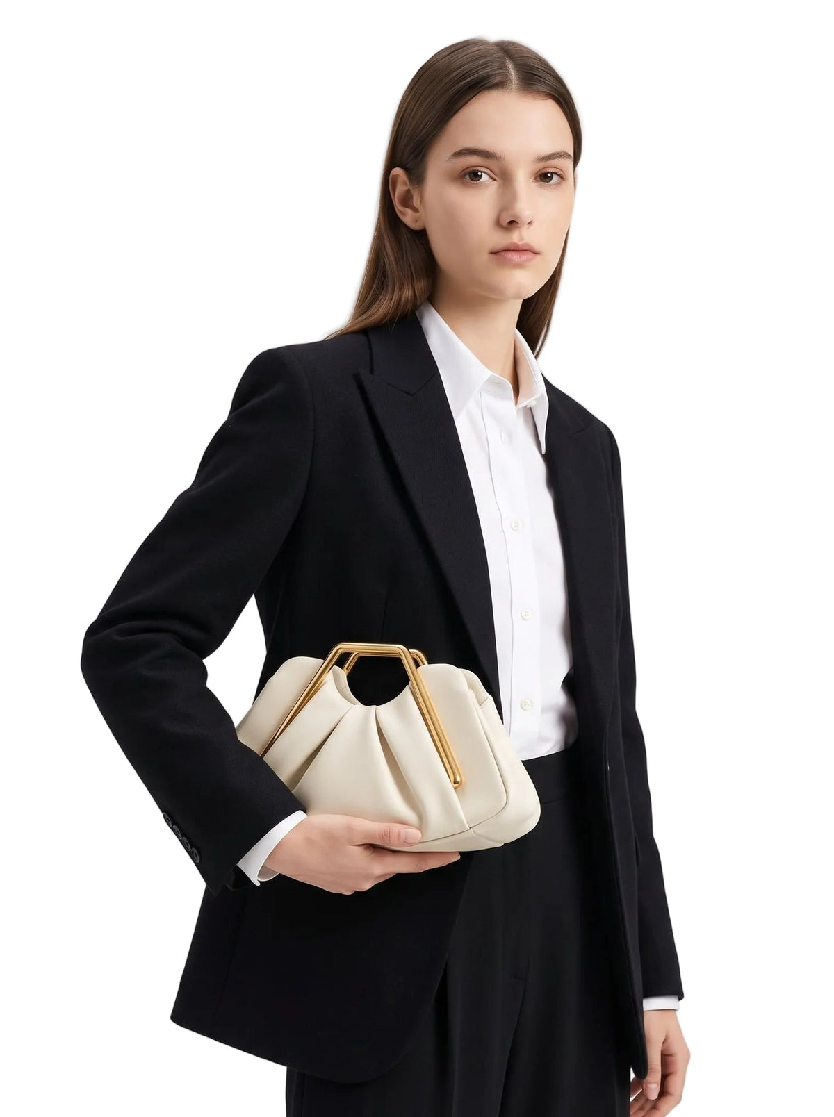JW PEI Lila Metal Frame Clutch - Ivory silver clutch bags, image 7