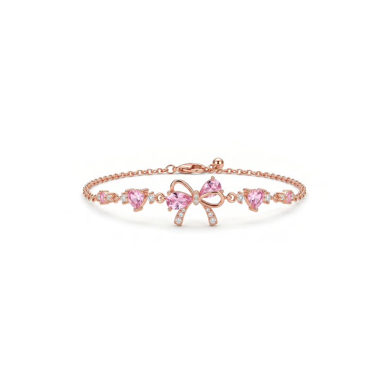 Pink Bow Bracelet – Elegant Jewelry (ROSE GOLD)