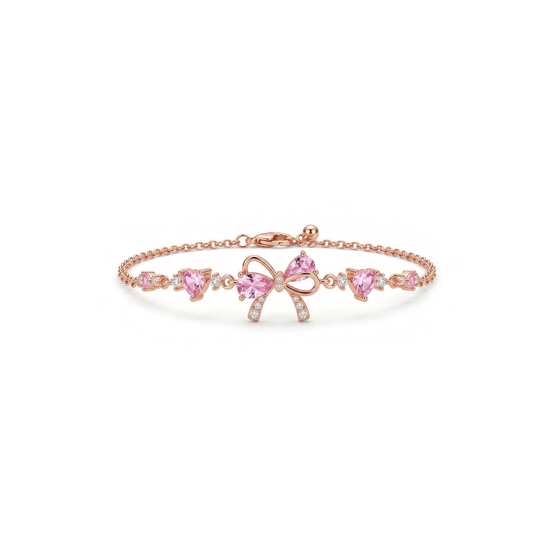 Pink Bow Bracelet – Elegant Jewelry (ROSE GOLD)