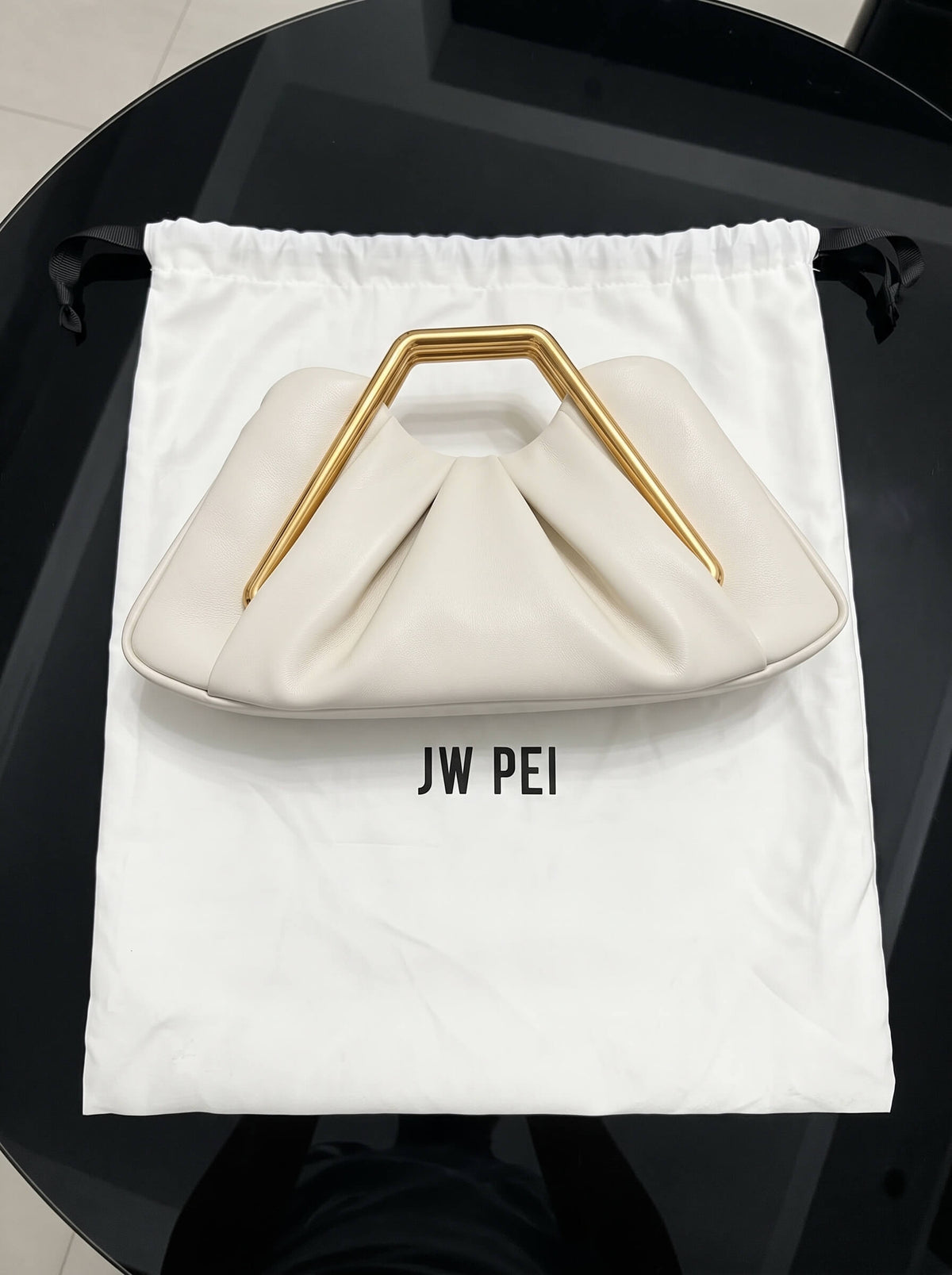 JW PEI Lila Metal Frame Clutch - Ivory silver clutch bags, image 2