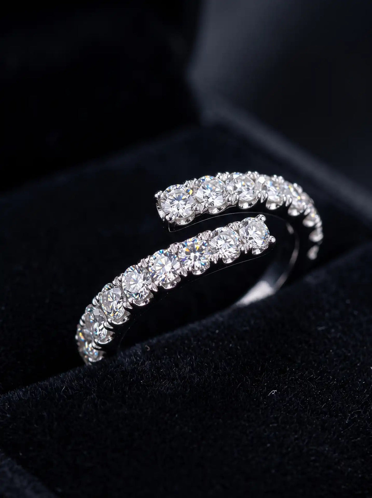 Pave CZ Bypass Ring silver women's zircon ring, image 4