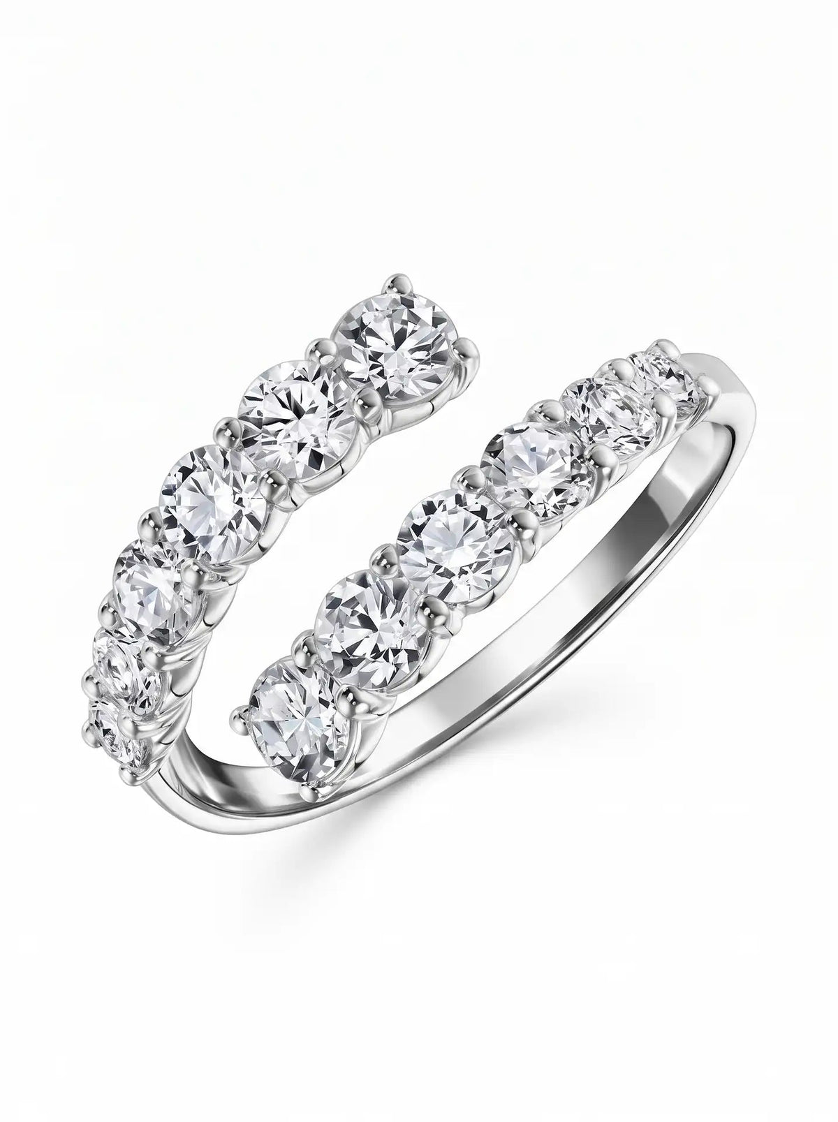 Pave CZ Bypass Ring silver women's zircon ring