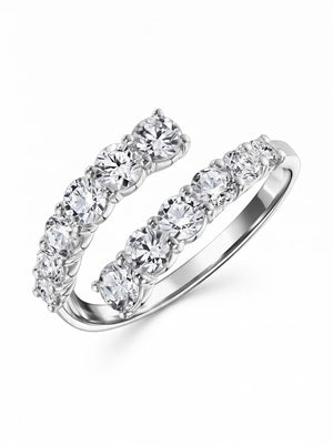 Pave CZ Bypass Ring silver women's zircon ring