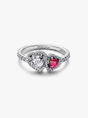 Pandora Two Hearts Ring   Sterling Silver Red & Clear Gemstones - Ring_product_photograph_on_white_2K_20261016195706.webp