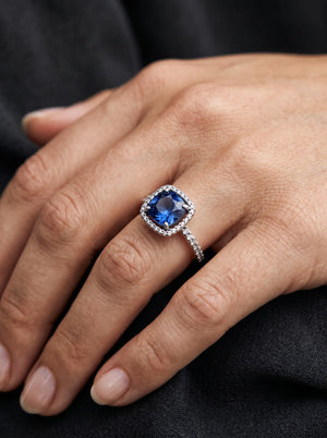 Sparkling Blue Halo Ring - view 2