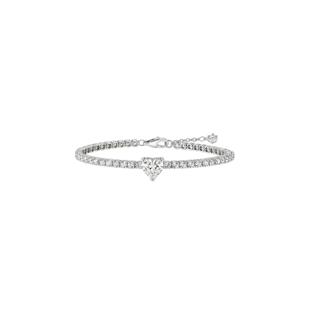 Pandora Sparkling Heart Tennis Bracelet (SLIVER)