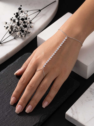 Zircon Tennis Handchain - Women's Sterling Silver Bracelet sterling silver 925 women's sterling silver bracelet, image 5