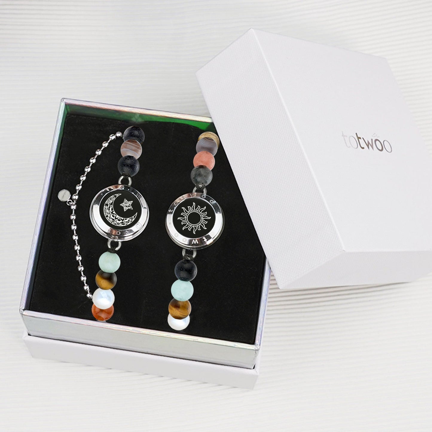Moon&Star Touch Bracelets with Matching Beads (Solar System Guardian Beads)