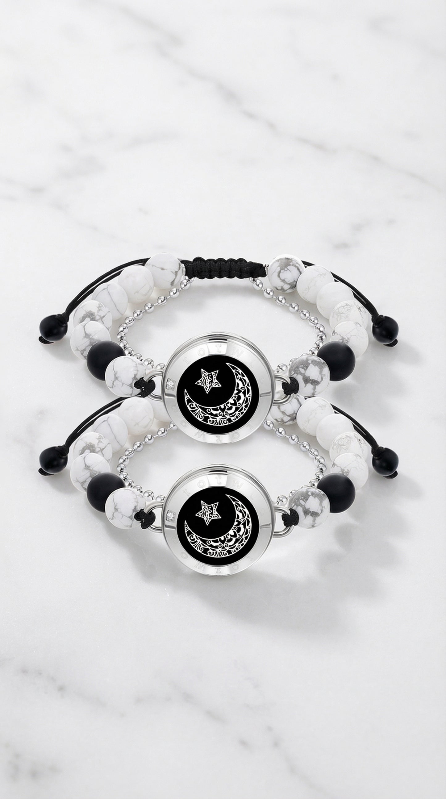 Moon&Star Touch Bracelets with Matching Beads (Solar System Guardian Beads)