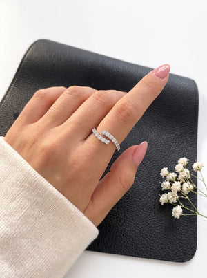 Pave CZ Bypass Ring silver women's zircon ring, image 5