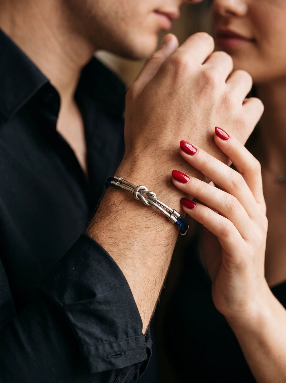 Pavé Cuban Link - Woman_touching_man's_bracelet_2K_20261023184711.webp