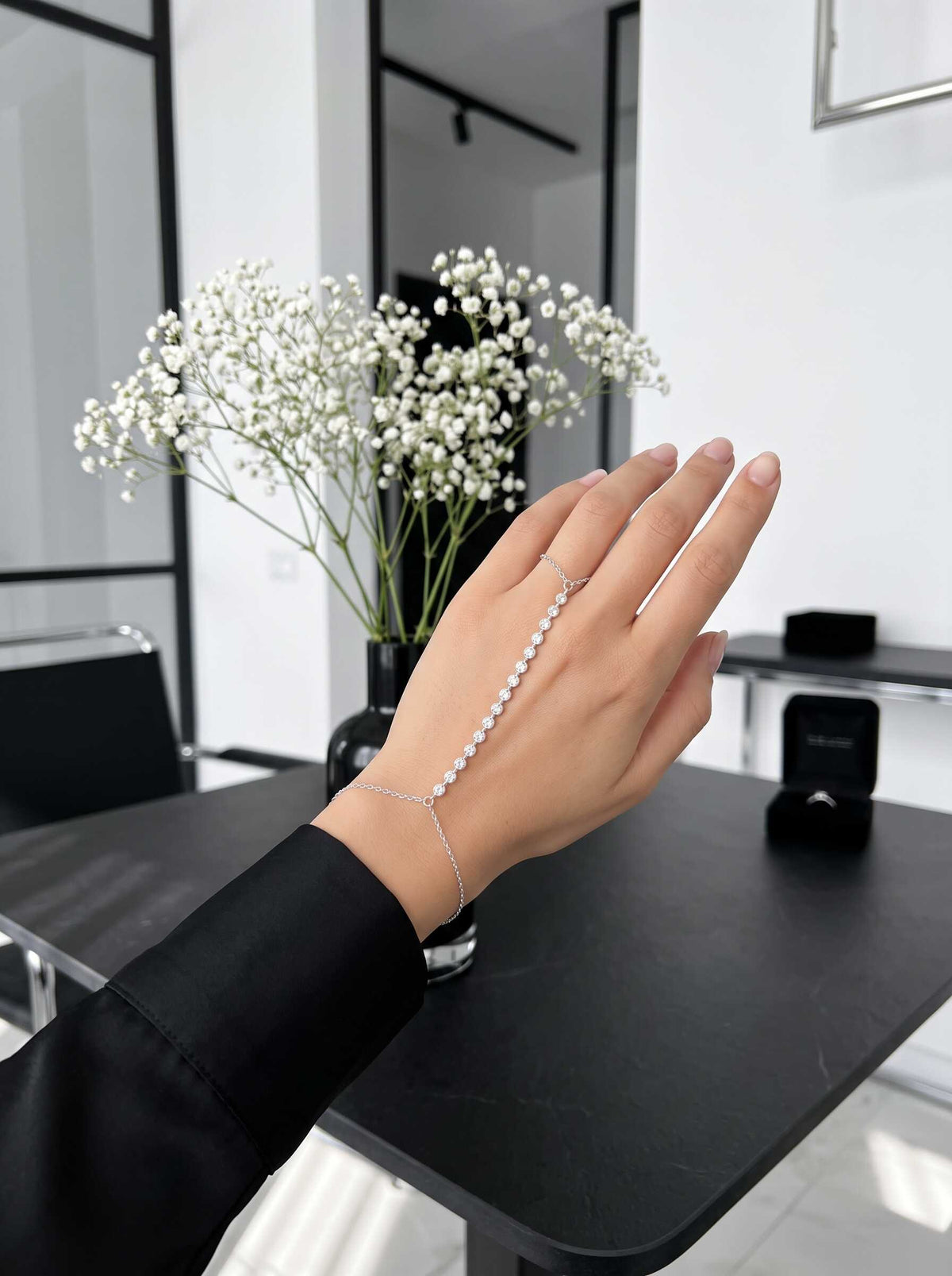 Zircon Tennis Handchain - Women's Sterling Silver Bracelet sterling silver 925 women's sterling silver bracelet, image 2