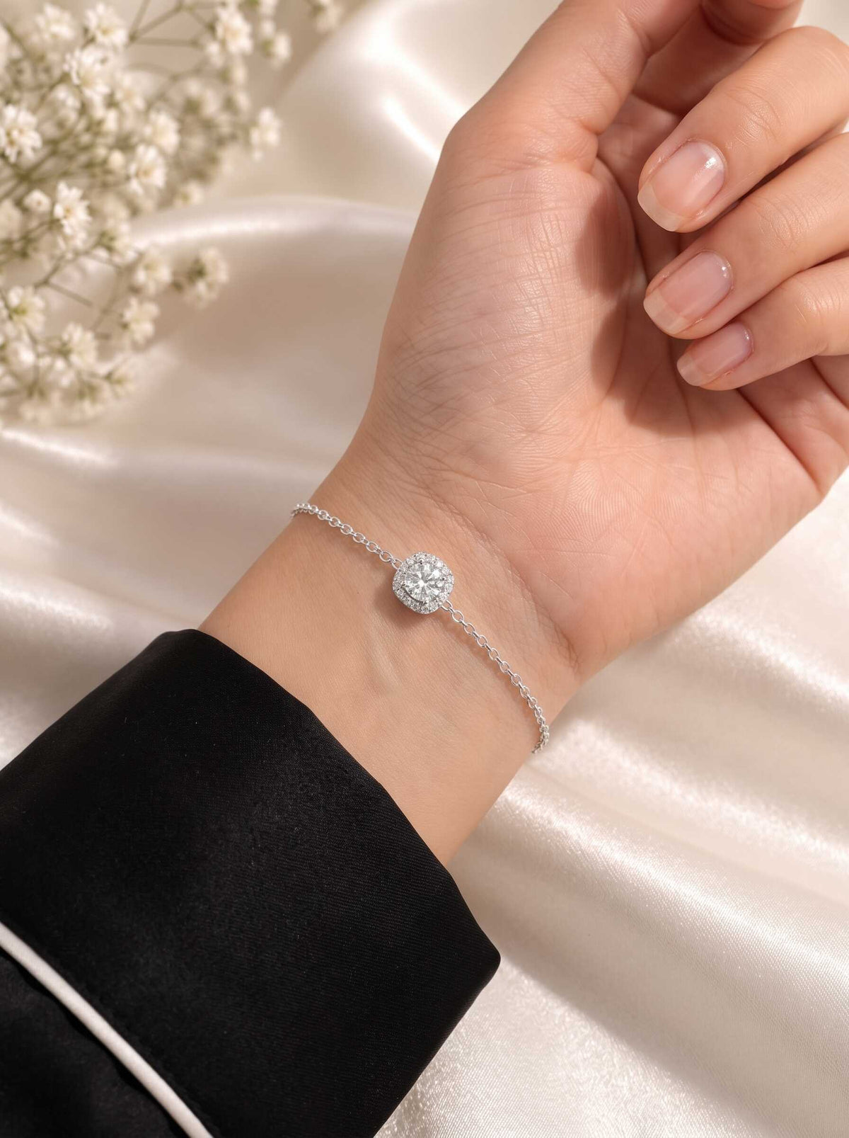 Sparkling Halo Chain Bracelet sterling silver 925 women's sterling silver bracelet, image 2