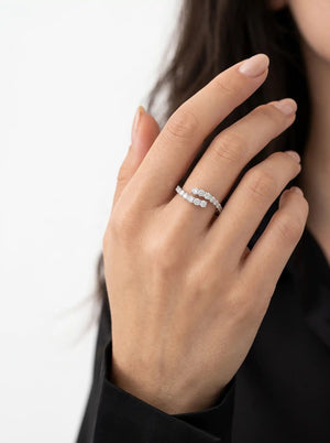 Pave CZ Bypass Ring silver women's zircon ring, image 3