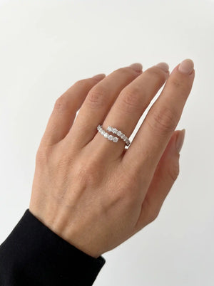 Pave CZ Bypass Ring silver women's zircon ring, image 2