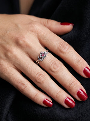 Sterling Silver Rose & Pink Zircon Gemstone Ring - Woman_wearing_luxury_ring_2K_20261016202235.webp