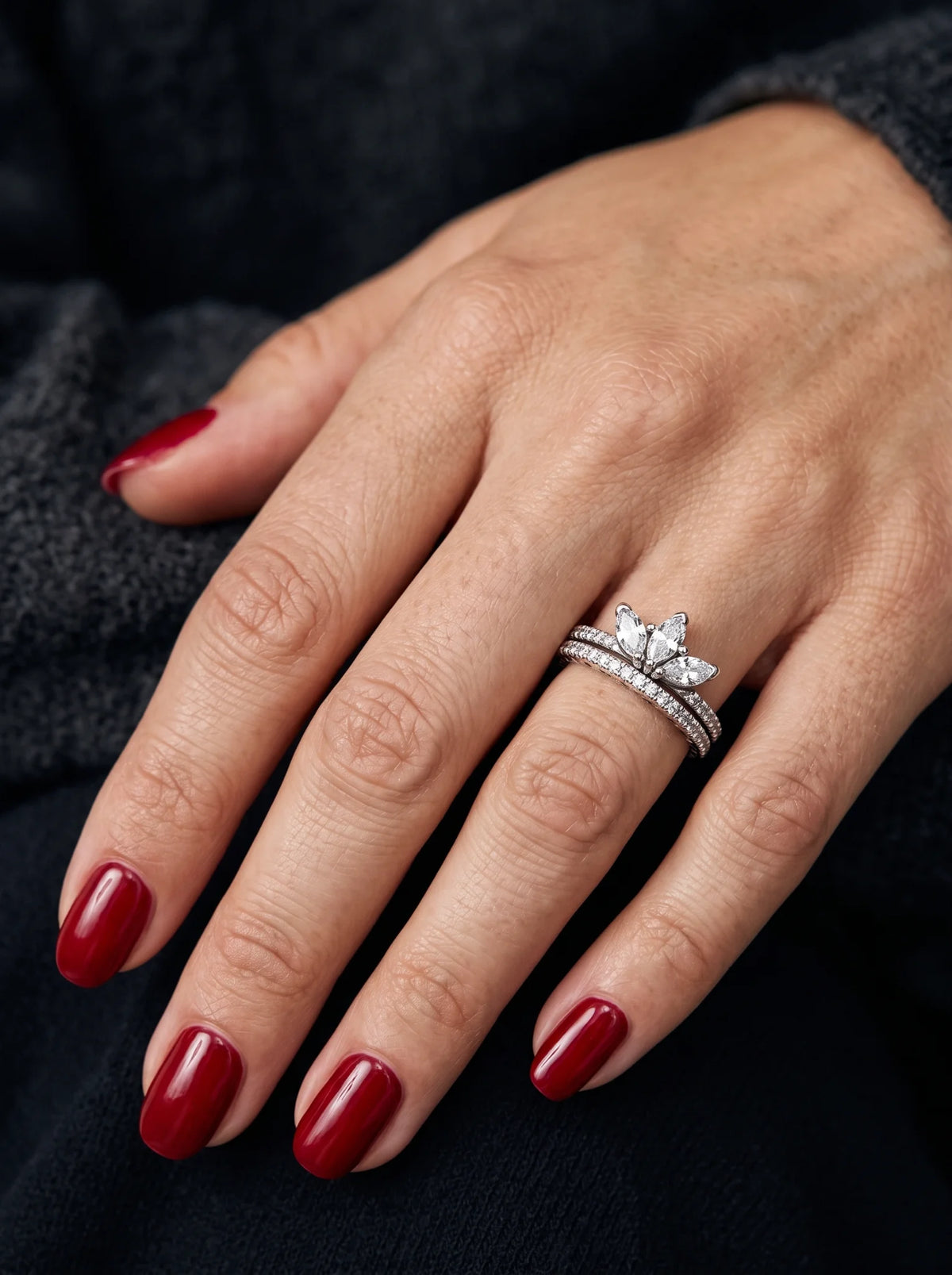 Tear shaped Tiara Ring Set - view 4