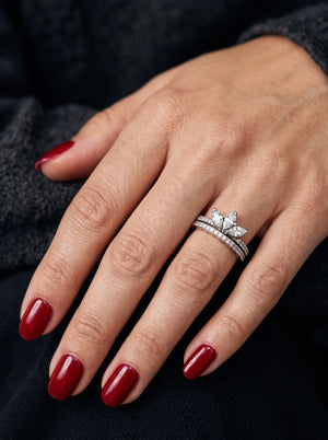 Tear shaped Tiara Ring Set - view 4