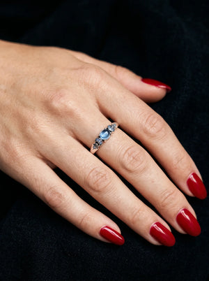 Pandora Celestially Engraved Blue Gemstone Ring - Woman_wearing_ring_with_manicure_2K_20261016195427.webp