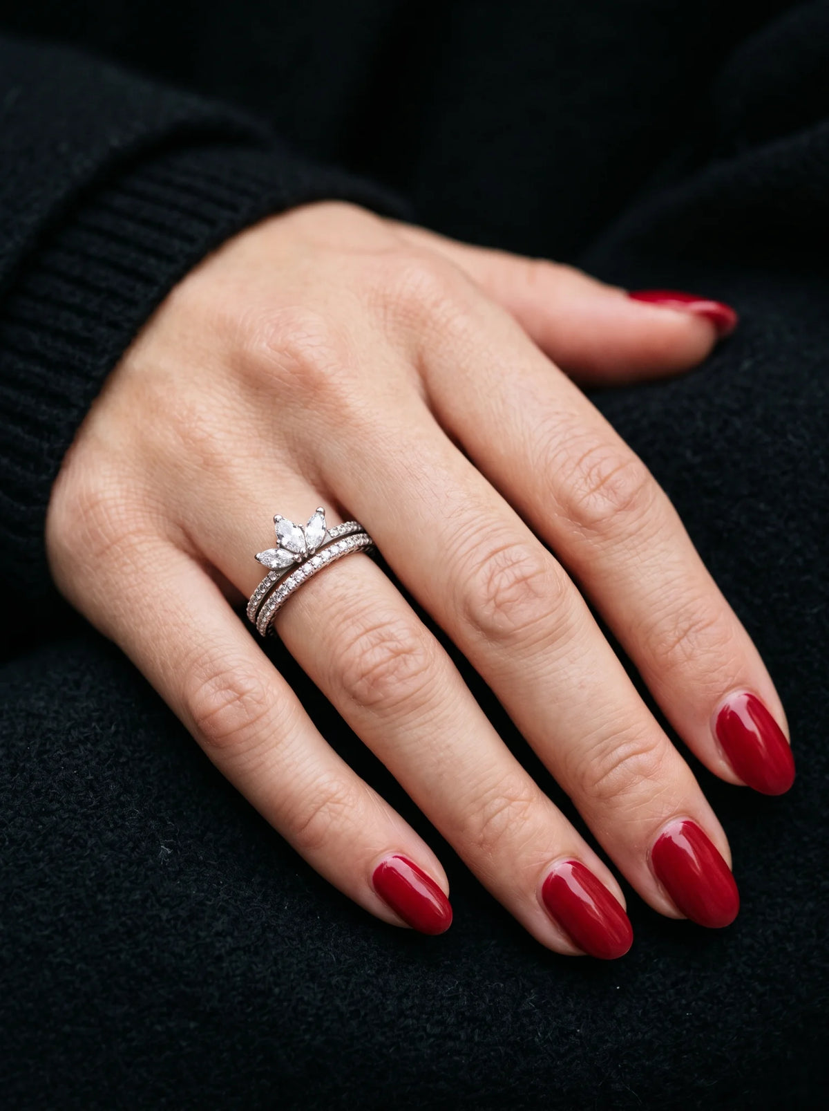 Tear shaped Tiara Ring Set - view 2