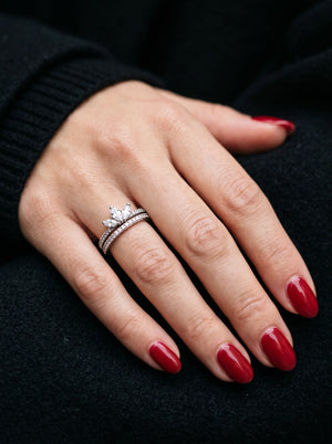 Tear shaped Tiara Ring Set - view 2