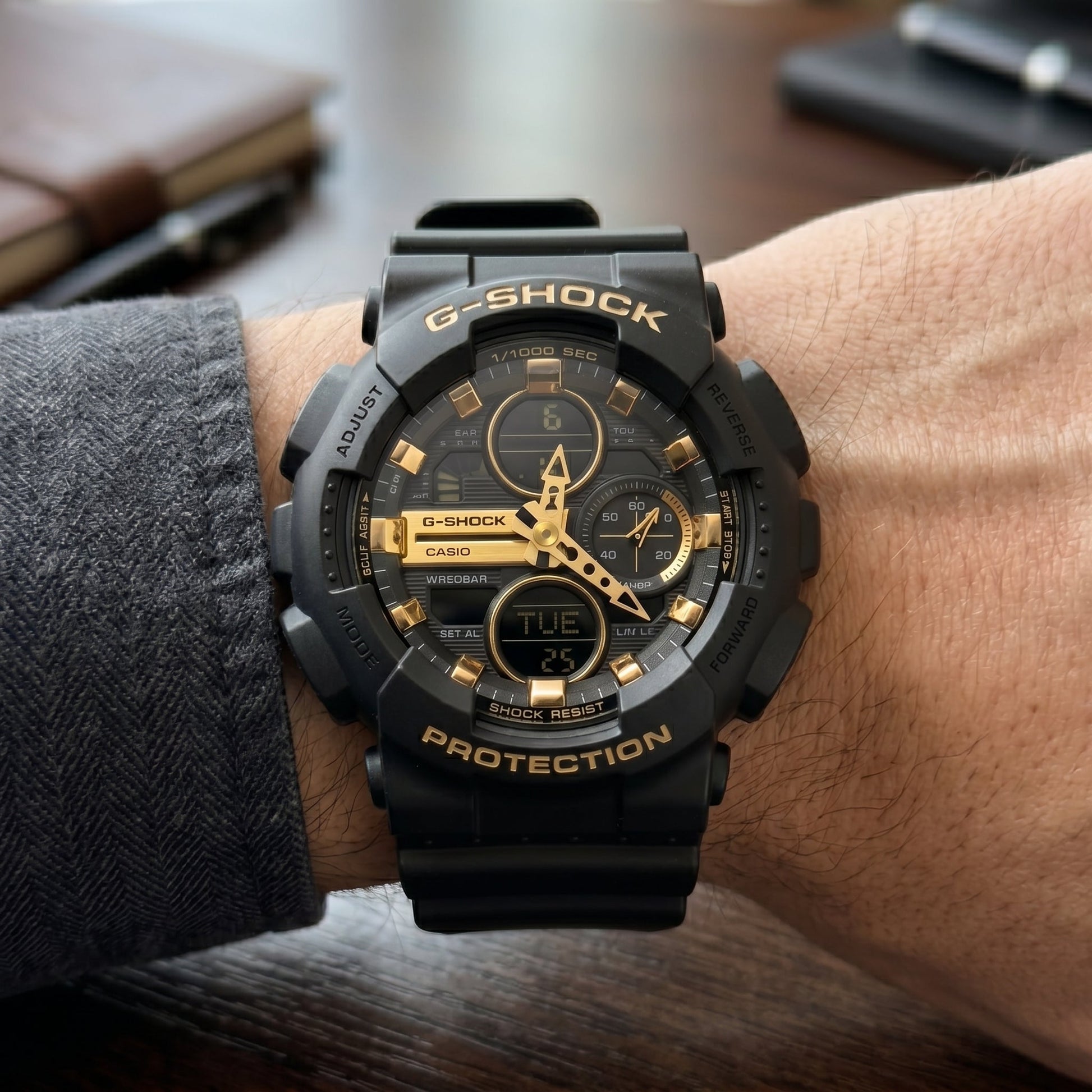 Casio G-Shock GA-100 – Black & Gold Sport Watch - Naggat Silver
