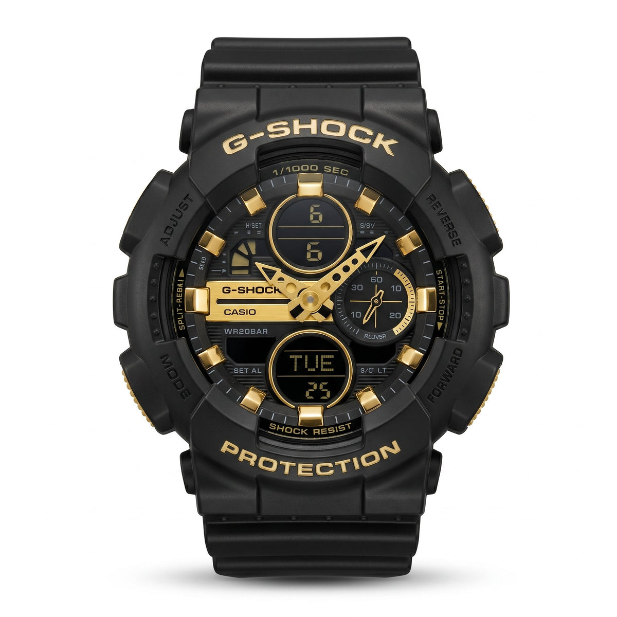 Casio G-Shock GA-100 – Black & Gold Sport Watch - Naggat Silver